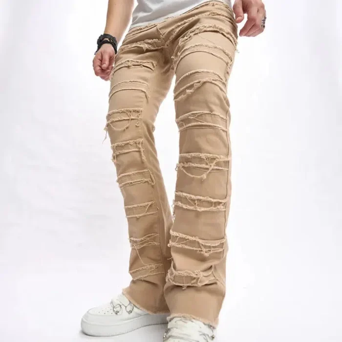 Beige Stacked Jeans