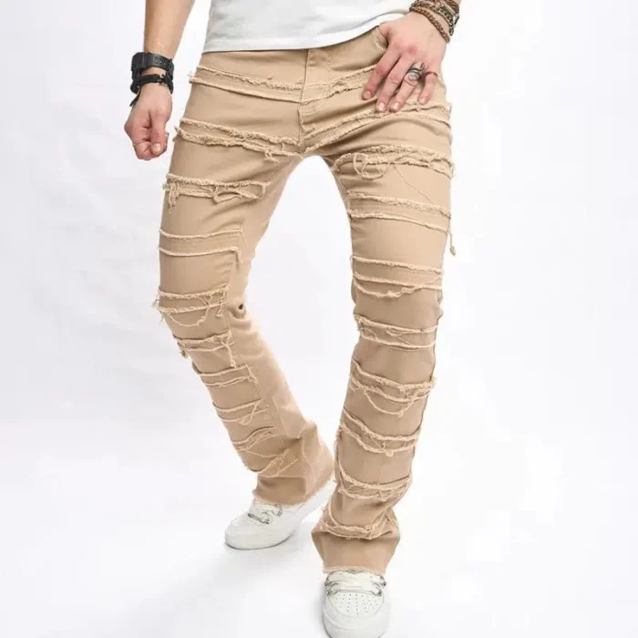 Beige Stacked Jeans