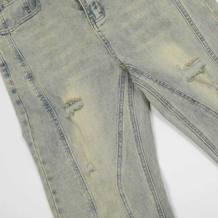 Blue faded stacked jeans