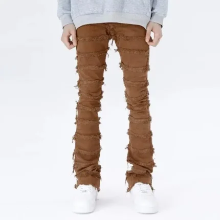 Brown Stacked Jeans