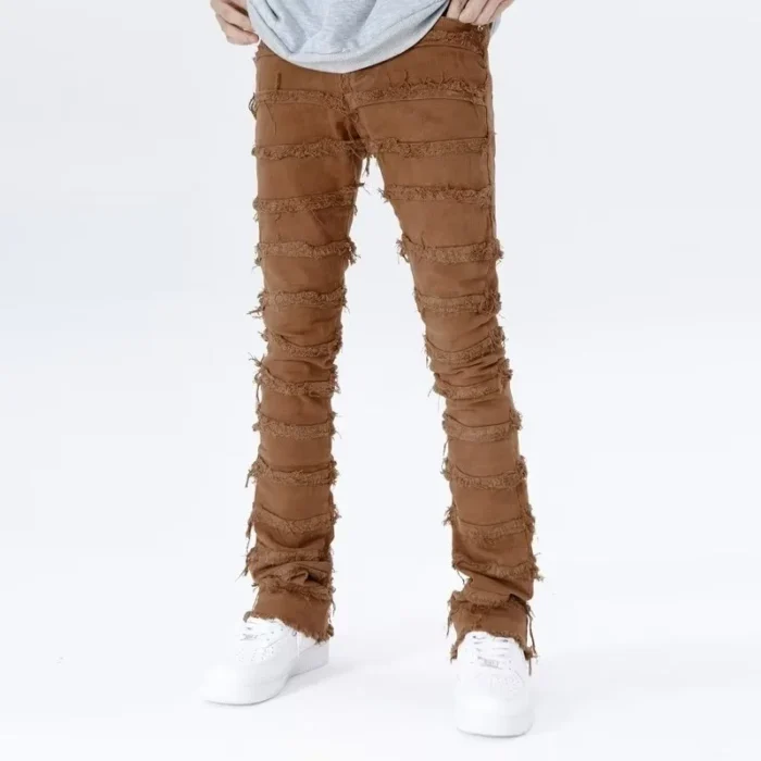 Brown Stacked Jeans