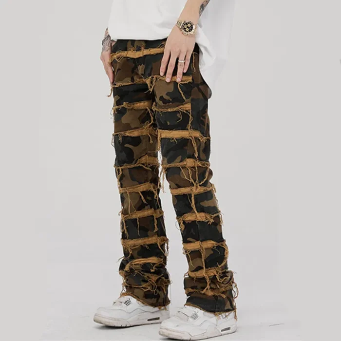 Camo stacked jeans