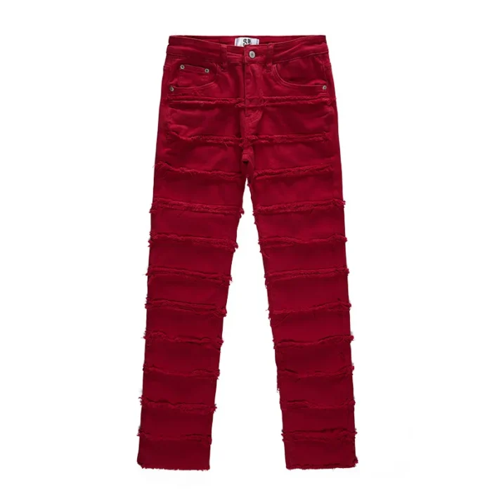 Red Stacked Jeans